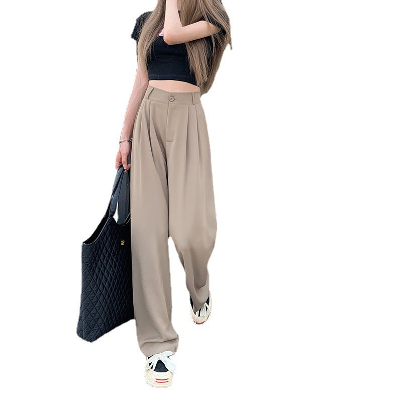 Straight High Waist Slimming Loose And Simple Casual Pants
