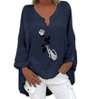 Halloween Themed Print V-neck Cotton Linen Long Sleeve Shirt For Women