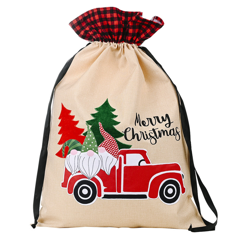 Christmas ornament forest old man car gift bag