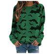 Halloween Pumpkin Head Bat Funny Sweater Women's Round Neck Pullover Print Long Sleeve