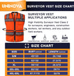Surveyor Safety Vest Reflective for Men, Class 2 Mesh Safety Vests Reflective with Pockets and Zipper,High Visibility Construction Work Surveyor Vest