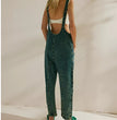 Solid Color Casual Suspender Trousers Women