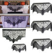 Halloween black spider web bat lace curtain