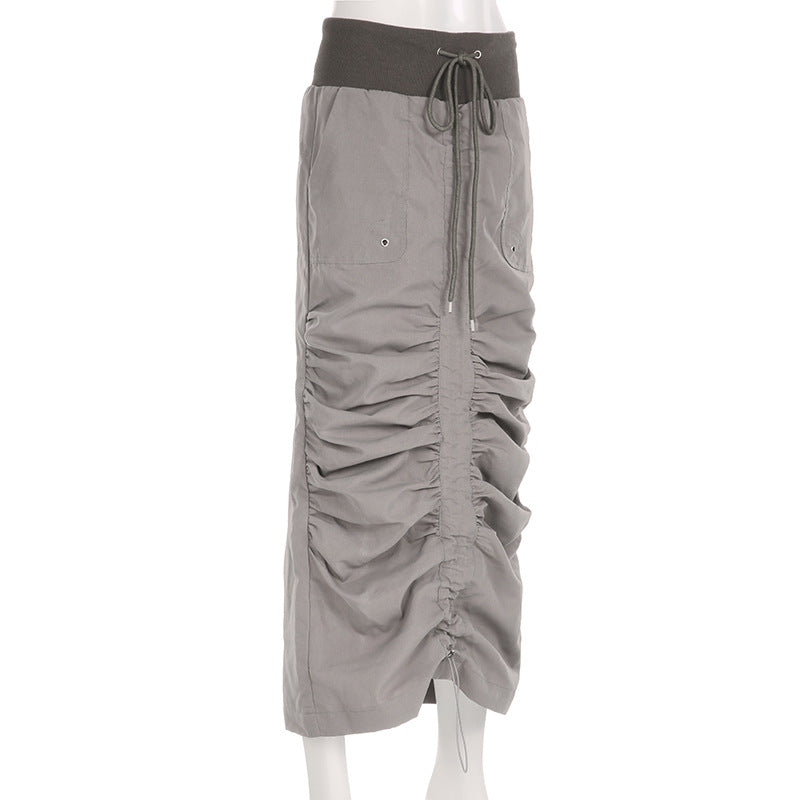 Waste Soil Wind Drawstring Workwear Skirt