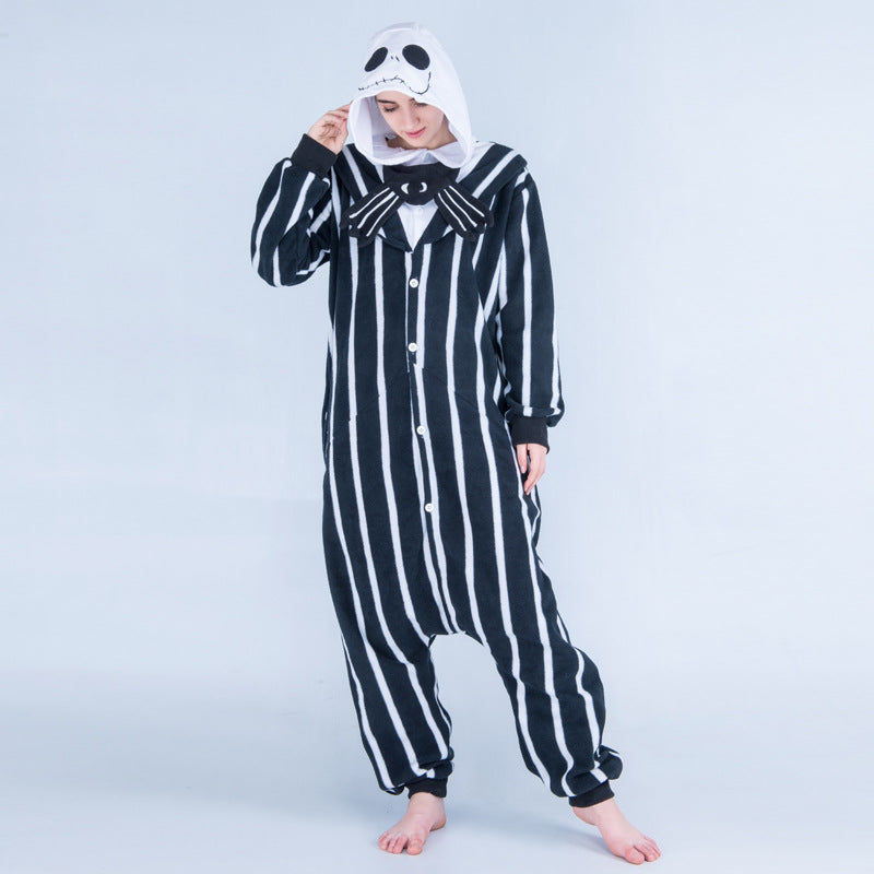 Halloween Skull Print Cartoon One-piece Pajamas