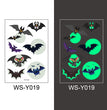 Halloween Glowing Bats Tattoo Stickers Fake Tattoos Paste on Face Arm Leg for Kids Body Art Sticker