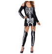 Skull Skeleton Print Sexy Off-shoulder Halloween Costume Dark Performance Costume