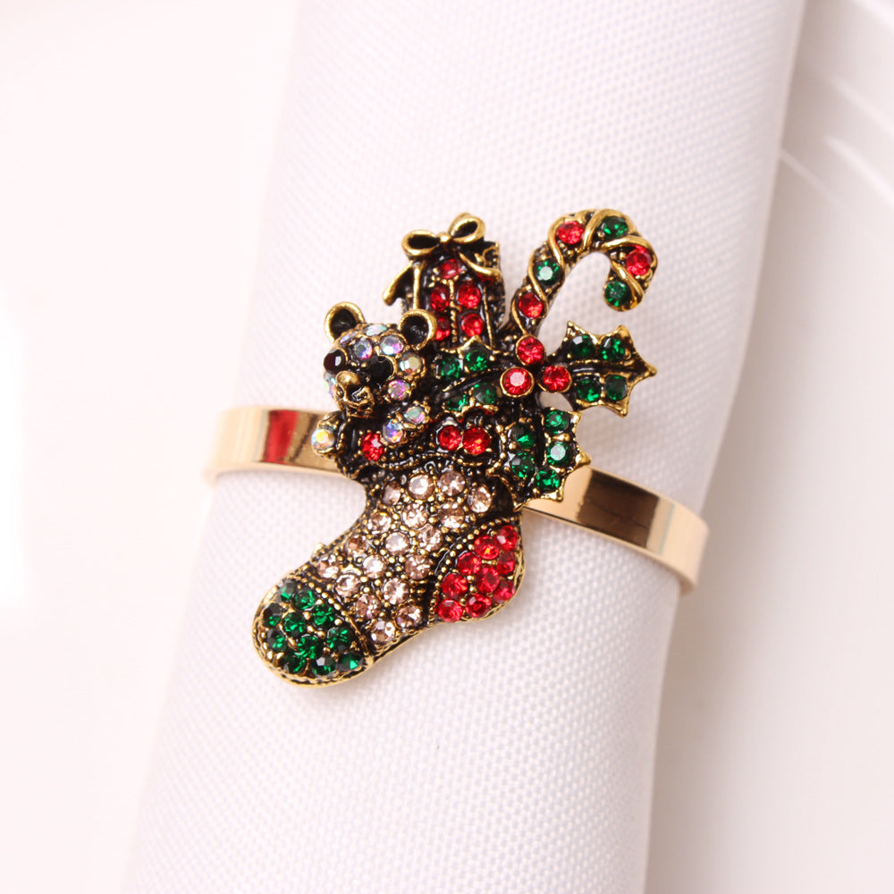 Christmas Elk Wreath Christmas Tree Bells Snowflake Napkin Ring