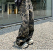 Camouflage Workwear Jeans Women's Straight Loose Retro Hip Hop Style High Waist Extra Long Wide Leg Pants