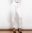 Shascullfites Melody X Cross Solid White High Waist Leather V Shape Leggings Leather Pants X Cross Pants Leather Leggings