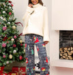 Christmas Printed Stitching Tied Casual Wide-leg Pants
