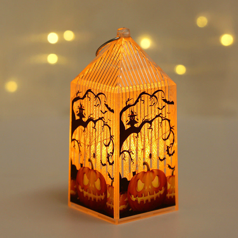 Halloween Pumpkin Lamp Decorations Children's Portable Small Night Lamp Cage Desktop Decoration Layout Props