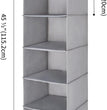 5-Shelf Hanging Closet Organizers and Storage, Hanging Shelves for Closet Storage, Collapsible Hanging Shelf Organizer for Clothes Organization, Light Gray, 12 ¼" D X 12 ¼" W X 45 ½" H