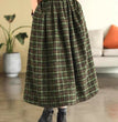 Elastic High Waist Woolen Cloth Plaid A- Line Dress