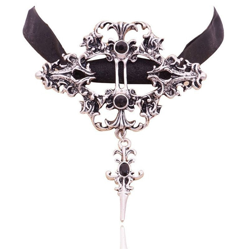 Halloween Lace Velvet Band Punk Necklace Pendant