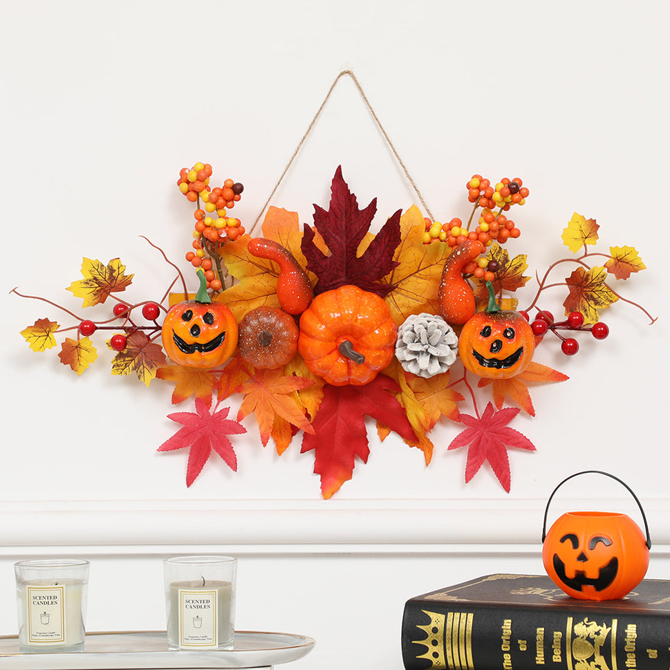 Cross-border Halloween  Maple Leaf Pumpkin Decoration Pendant New Harvest Festival Wall Hanging Holiday Layout Props Tag