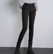 High Waist Velvet Thickening Denim Female Stretch Feet Pants