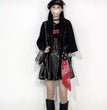 Black High Waist Small Leather Skirt Women's Cinched Pleated Split Skirt