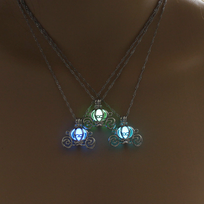 Halloween Pumpkin Cart glow-in-the-dark necklace