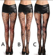 Skull Black Silk Fishnet Stockings Women's Panty Halloween Fishnet Socks