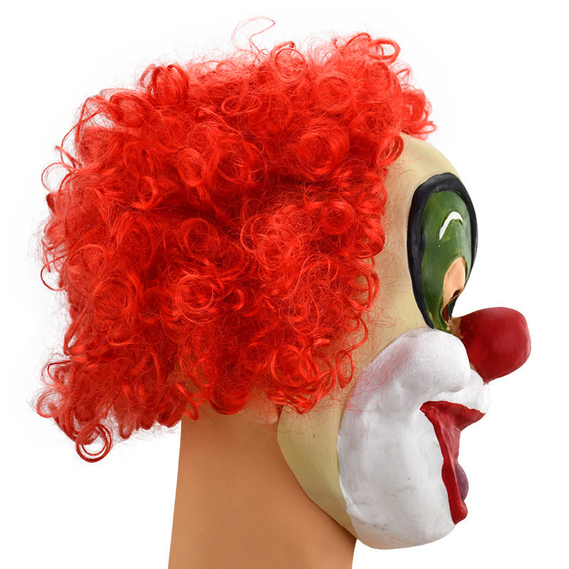 Halloween Funny Red Hair Clown Mask Masquerade Party Dress Up Props