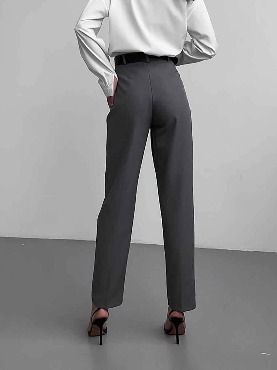 European And American Fashion High Waist Trousers Slim Fit