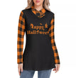 Fashion Halloween Women's Plaid Long Sleeve High Neck Slim Casual Tunic Top