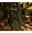 Long Sleeve Round Neck Belt Ladies Halloween Women's Long Dress