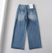 New High Waist Drawstring Ribbon Casual Loose Straight Jeans