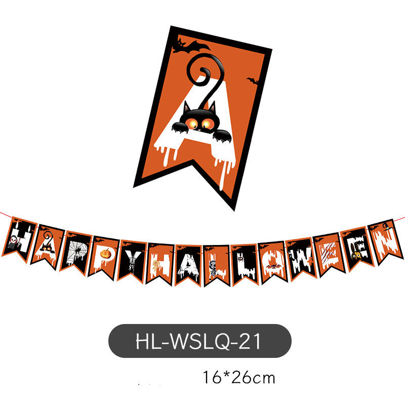 Decoration Halloween Arrangement Party Bar KTV Pull Ghost Festival Bunting Flags