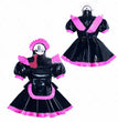 Maid Cosplay Dress In Black Patent Leather