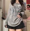 Casual Hoodie T-Shirt Halloween Skull