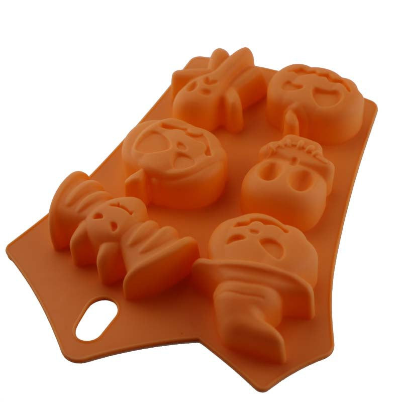 Silicone Cake Mould 6 Hole Halloween Ghost Festival Doll Pumpkin Skull