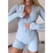 High Waisted Zippered Cardigan Insulation Jumpsuit