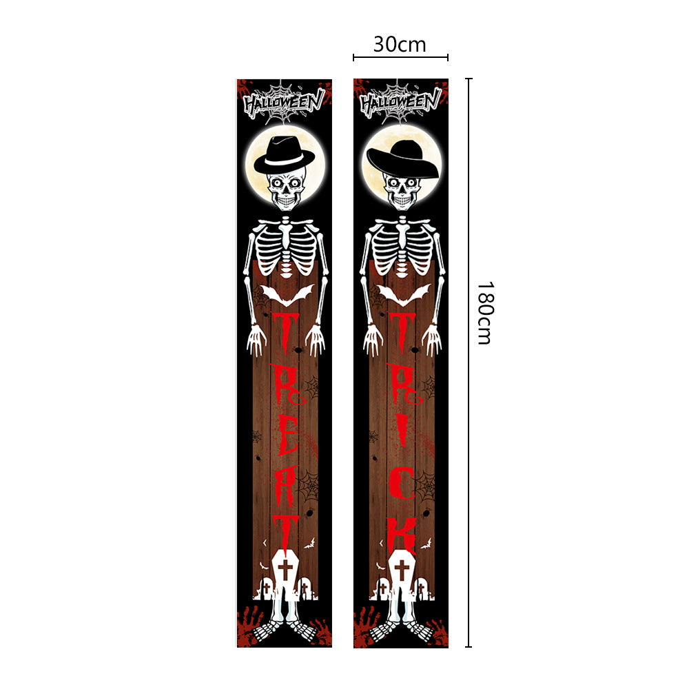 Halloween Couplet Undead Horror Skull Party Decoration Porch Flag