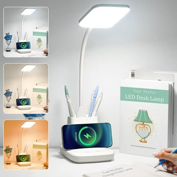 Minimalist USB Bedside Lamp, Round Linen Shade