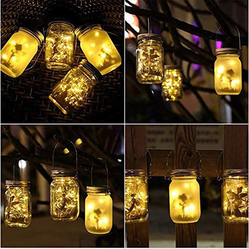 Solar Mason Jar Fairy Light Halloween Frosted Bottle