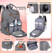 Diaper Bag Backpack with Portable Changing Pad, Pacifier Case and Stroller Straps, Large Unisex Baby Bags for Boys Girls, Multipurpose Travel Back Pack Moms Dads, Gray