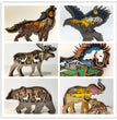 Christmas Decoration Wooden Animal Carving Handcraft Gift Wall Hanging Sculpture 3D Bear Deer Elk Art Decor New Year Ornaments