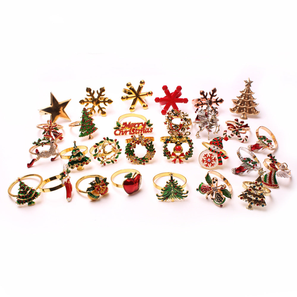 Christmas Elk Wreath Christmas Tree Bells Snowflake Napkin Ring