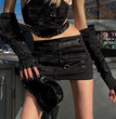 Punk Fashionmonger Personalized Asymmetric Stitching Metal Buckle Hip Skirt Sexy Hot Girl Skirt
