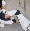 Simple Horn Woven Pants Women
