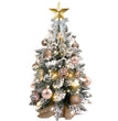 2ft Mini Christmas Tree With Light Artificial Small Tabletop Christmas Decoration With Flocked Snow, Exquisite Decor & Xmas Ornaments For Table Top For Home & Office