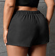 Plus Size Women's Clothes Autumn And Winter Elastic Waist Overalls Straight Shorts