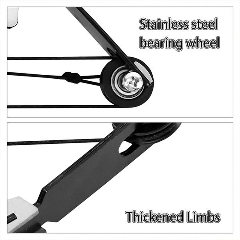 3-Size Mini Stainless Steel Compound Bow & Arrow Set with Pulley System for Beginners Indoor/Outdoor Fun LH/RH Use Ultimate Gift for Teens & Adults