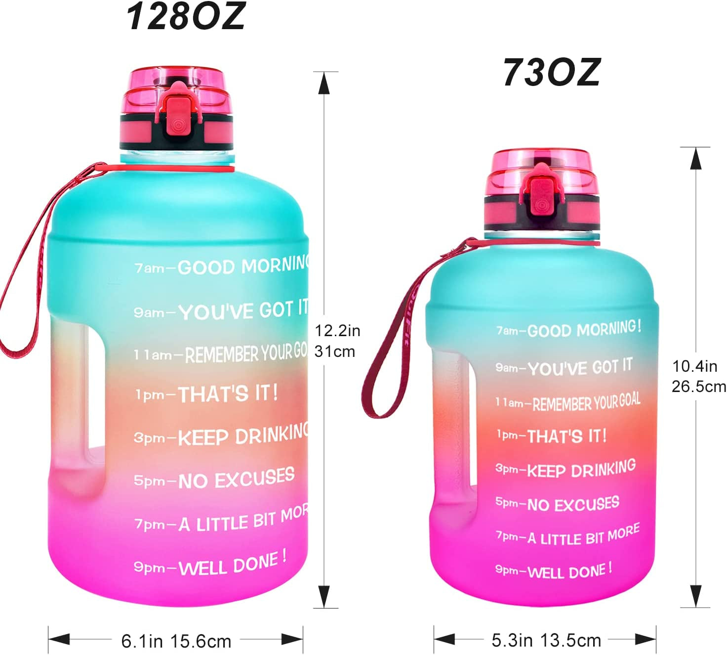 Gallon Water Bottle - 128 Oz, Leak Proof Lid with Time Markers for Gym