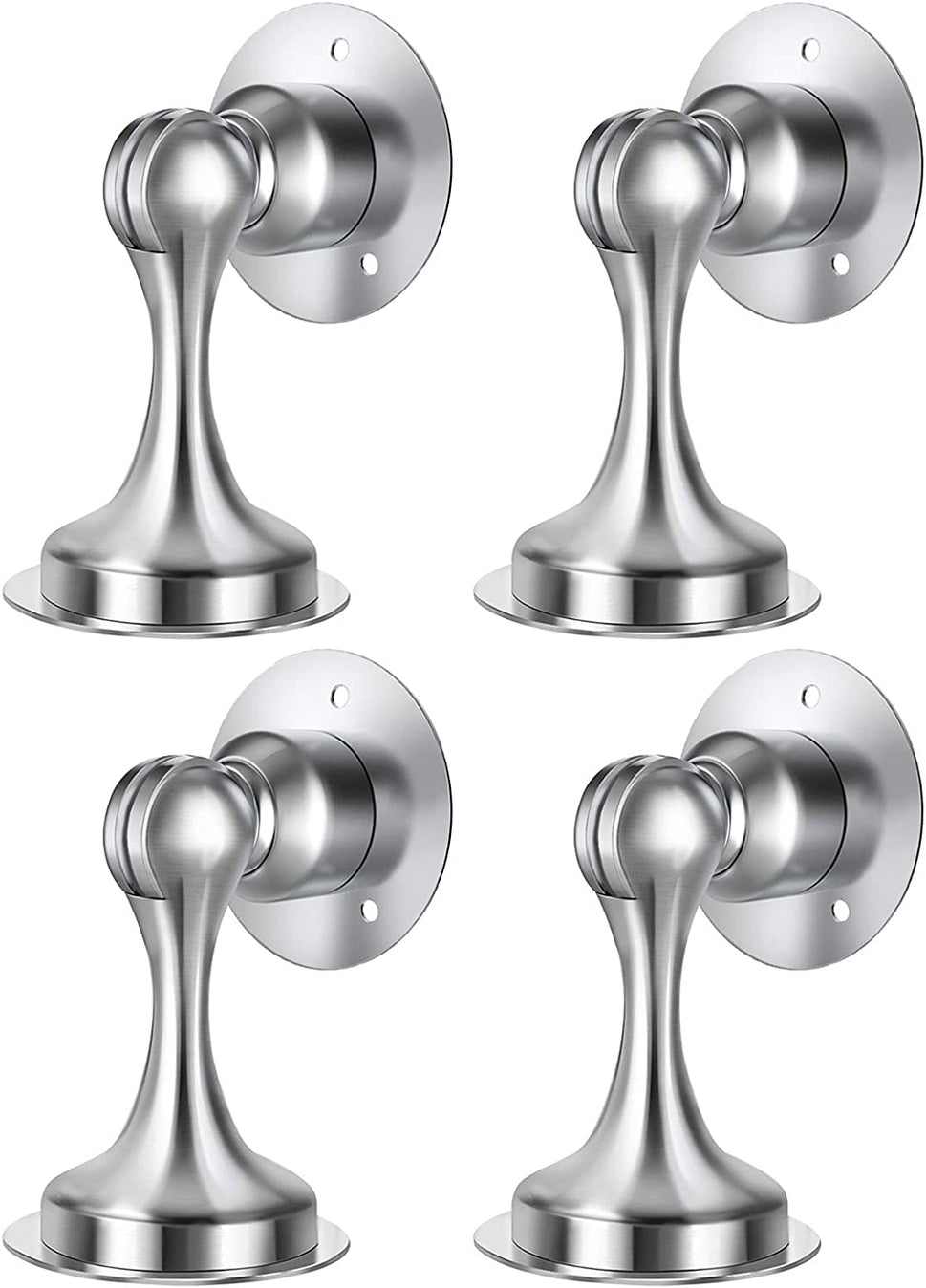 Door Stopper, 4 Pack Magnetic Door Stop, Stainless Steel, Magnetic Door Catch, 3M Double-Sided Adhesive Tape, No Drilling, Screws for Stronger Mount, Hold Your Door Open, 4 Pack for Wide Doors
