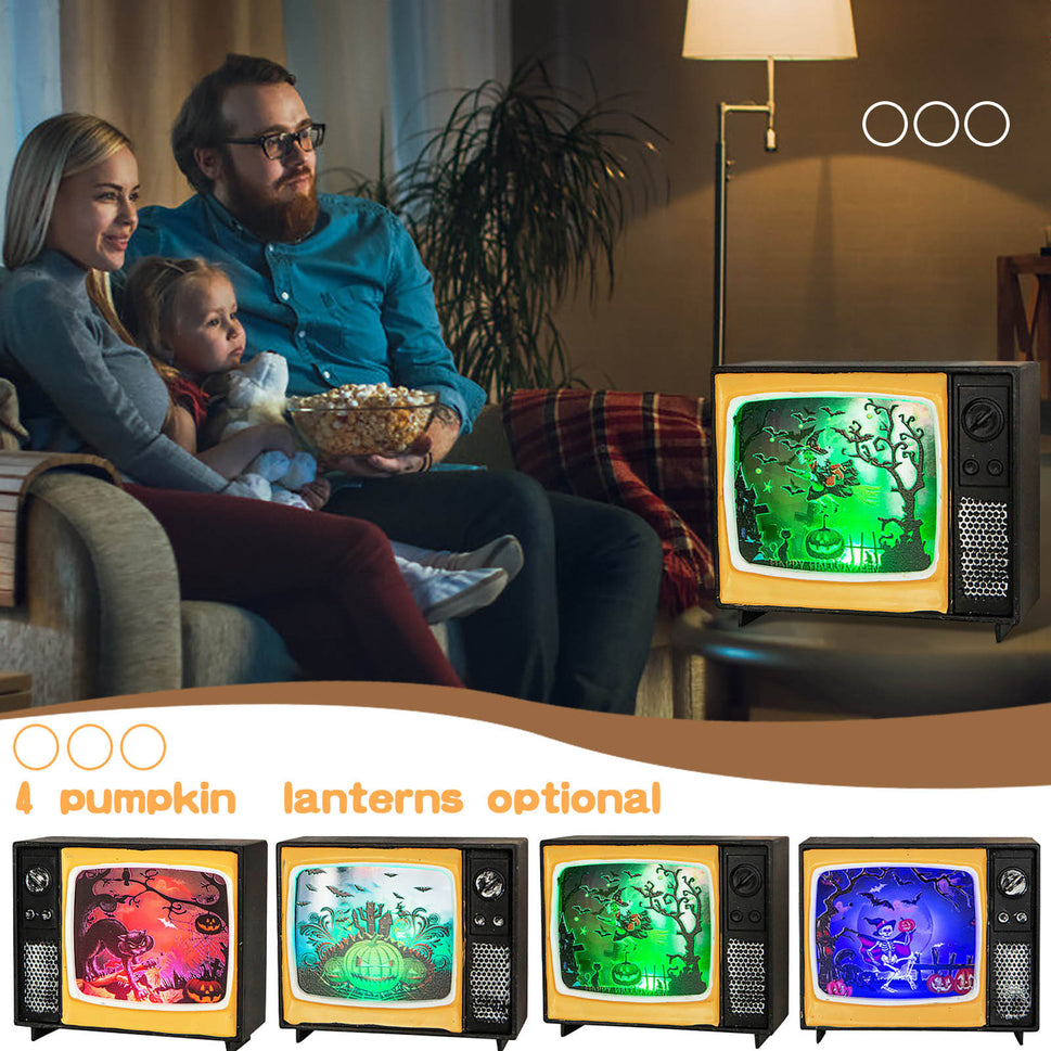 Horror House Led Lights Retro Tv Ornament Scary Haunted House Indoor Lantern Halloween Festival Bar Home Party Decoration