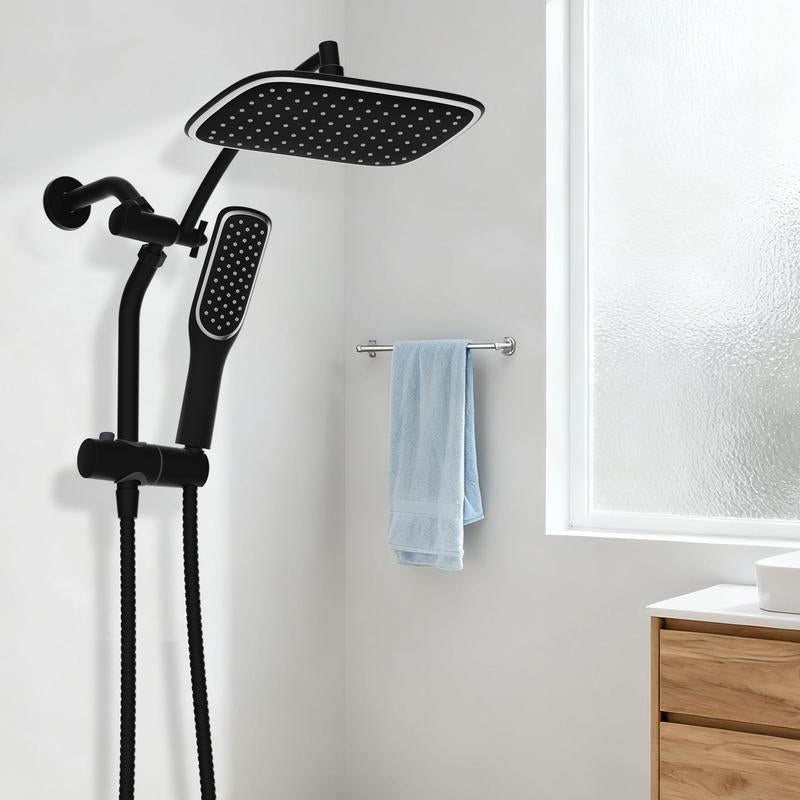 Rain Shower Head with Handheld Spray Combo, High Pressure Rainfall Shower Head, Height Adjustable Dual Shower Head, Luxury Waterfall Showerhead Bathroom