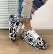 Halloween Cartoon Print Flats Fashion Graffiti Flats Shoes Platform Lace-up Round Toe Sports Shoes